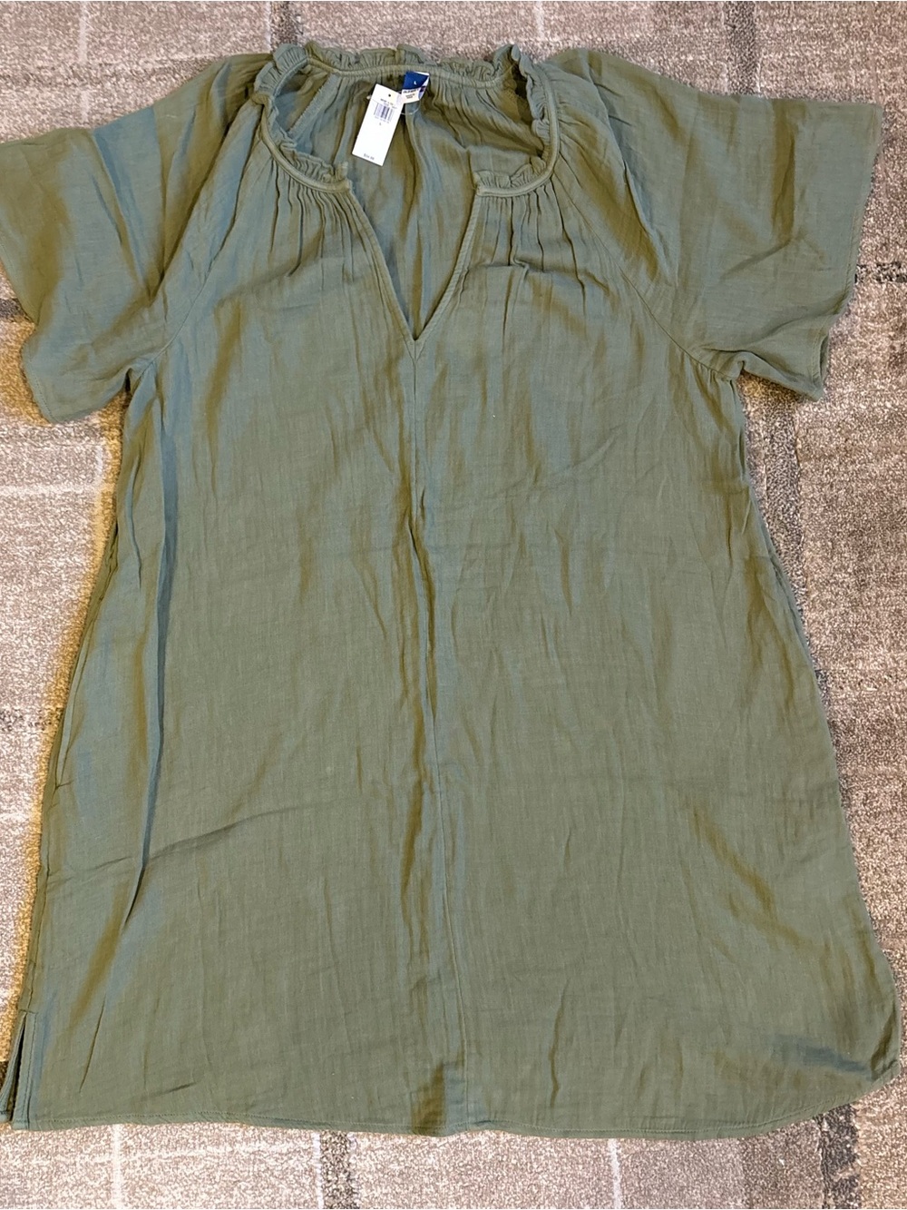 Old Navy Crinkle‎ Gauze Dress 100% Cotton Boxy Oversized Minimalist NWT Green L